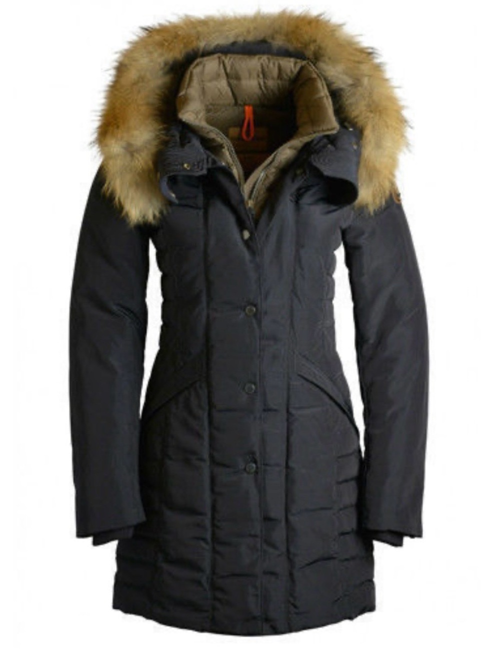Parajumpers Angie Down Jacket in Black with Removable Genuin Fur